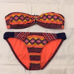 Hurley Bandeau Aztec Vibrant Print Bikini Swimsuit